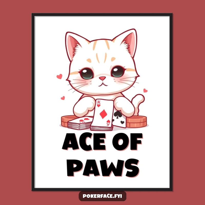 Funny Digital Poker Cat Art: Neutral Feline Playing Cards - Instant Funny Gift Download!