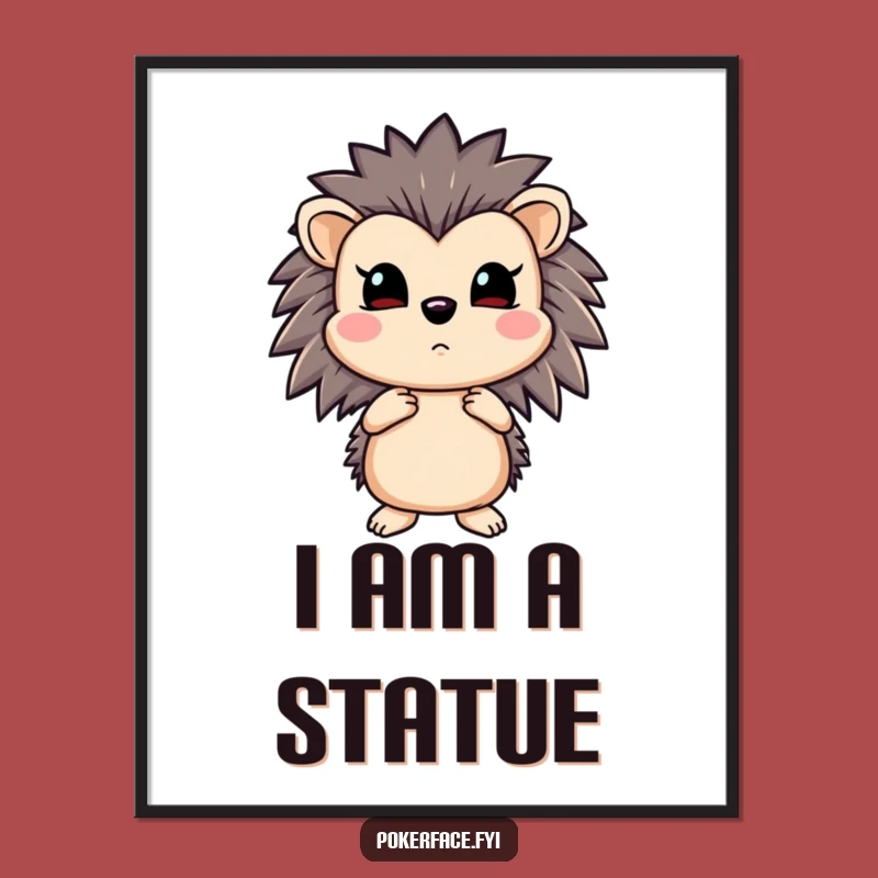 Funny Hedgehog Poker Digital Print: Emotionless Straight Flush - Instant Art