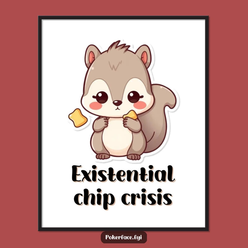 Funny Kawaii Squirrel Chip Digital Art: Blank Gaze Wall Decor, Instant Funny Gift