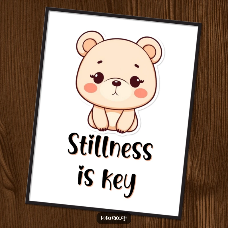 Funny Digital Art Print: A monotone bear with a perfectly neutral, unmoving expression, adding a touch of minimalist humor to digital decor.