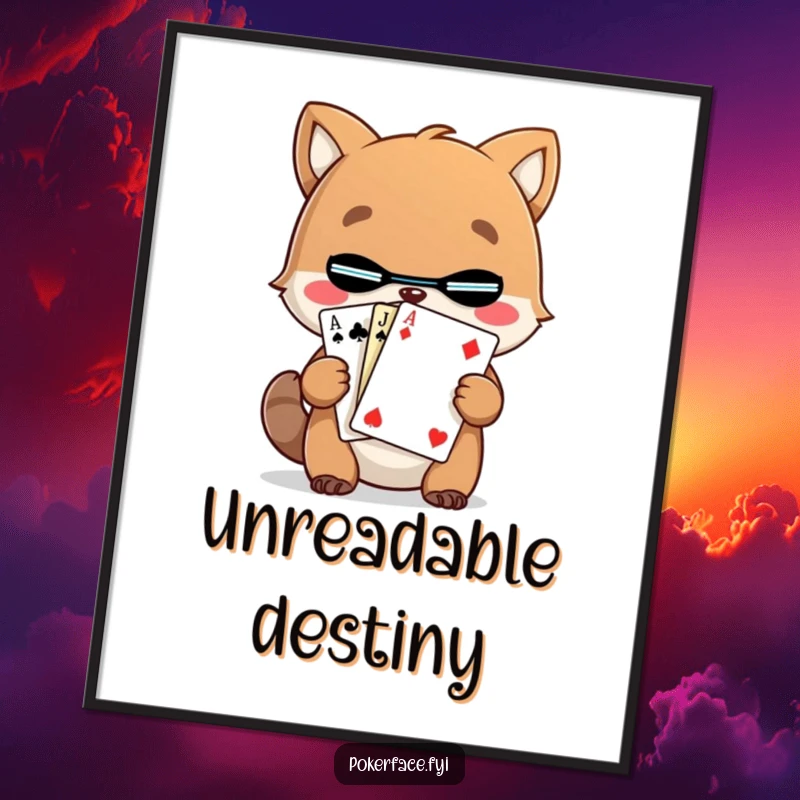 Funny Animal Card Digital Art Print showing a character holding a mystery card, delivering instant visual intrigue and humor.