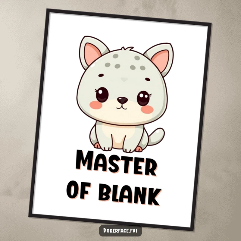 Funny Animal Expression Digital Art Print showing a character with a neutral face, delivering instant visual deadpan humor.