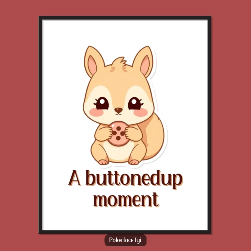 Funny Squirrel Button Digital Art: Quirky Decor, Instant Humor Download, Unique Gift