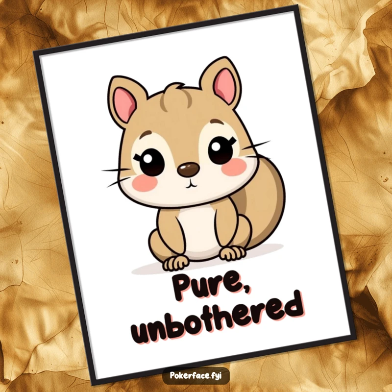 Funny Squirrel Digital Art Print of a character with a completely flat, unexpressive face, delivering a hilarious and minimalist aesthetic for your walls.