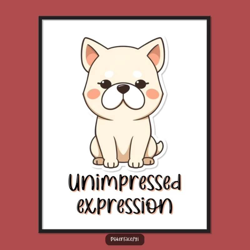 Funny Stoic Dog Digital Art: Unmoving Expression for Your Walls, Hilarious Decor