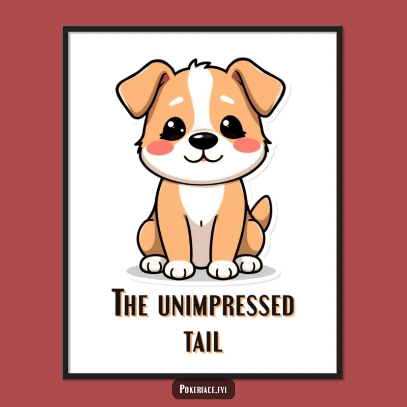 Funny Unexcited Dog Digital Art Print - Low Energy Wag, Instant Apathy!