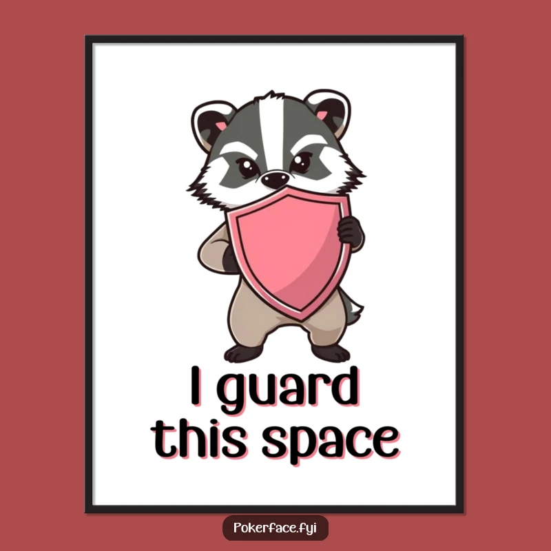 Funny Badger Shield Digital Art: Frame Your Walls with Determined Defense