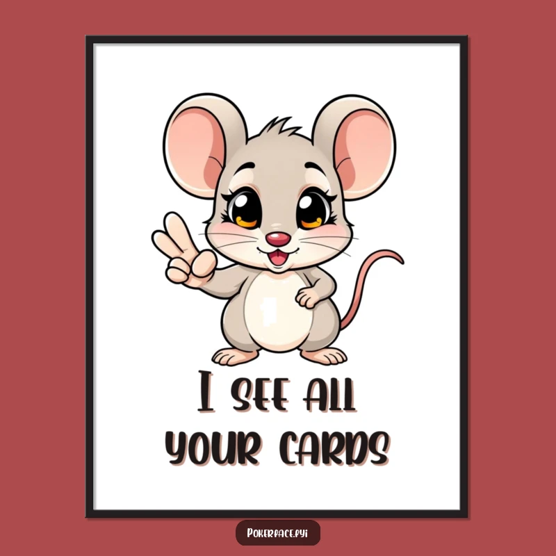 Funny Mouse Poker Digital Print: Winning Hand Unblinking Eyes - Instant Download Art