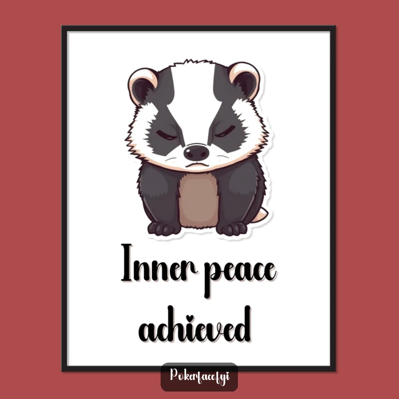Funny Grumpy Badger Digital Art Print: Neutral Art for Your Walls