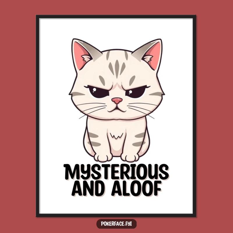 Funny Stoic Cat Digital Art: Unreadable Expression, Instant Download, Humorous Art