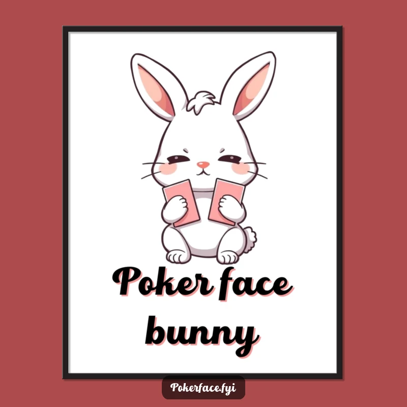 Funny Poker Face Rabbit Digital Print: Emotionless Card Player for Wall Art