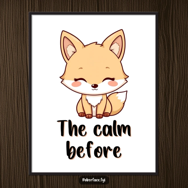 Funny Fox Digital Art Print of a neutral character with a mild, unchanging face, ideal for humorous home or office decor.