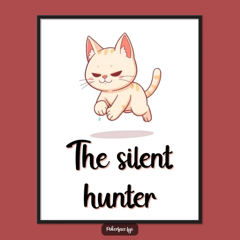 Funny Stealth Cat Digital Art Print: Suspenseful Art for Your Walls