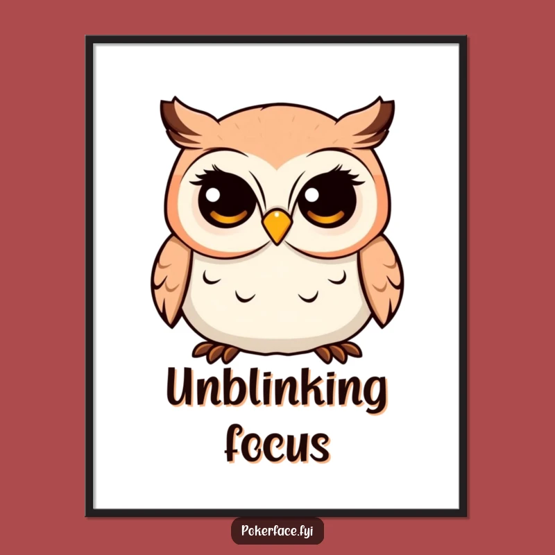 Funny Owl Digital Art: Placid Gaze Character Print for Calm, Humorous Decor