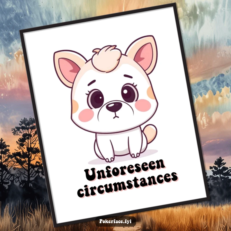 Funny surprised animal digital art print featuring a pet with wide eyes and a neutral mouth, conveying silent astonishment.