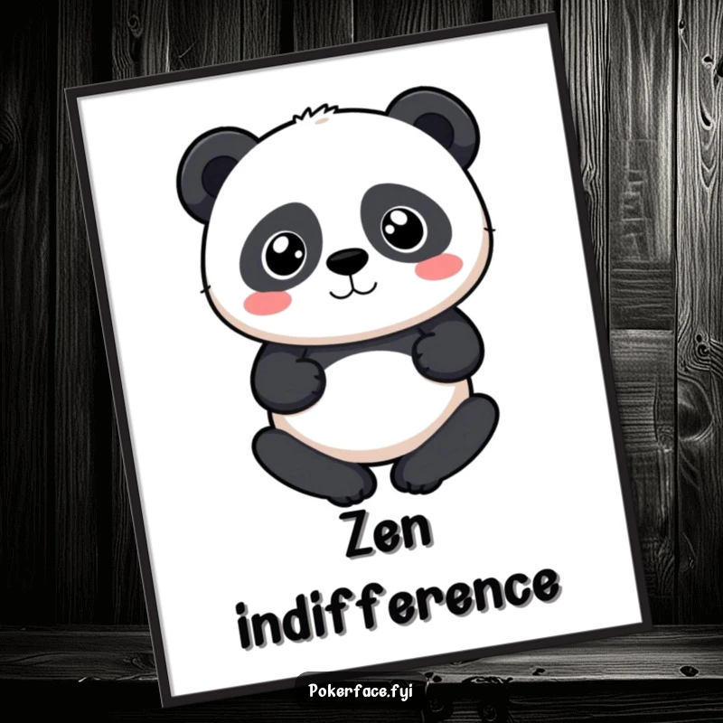 Funny Panda Digital Art Print of a panda with a perfectly neutral expression, conveying humorous calm, a downloadable funny gift.