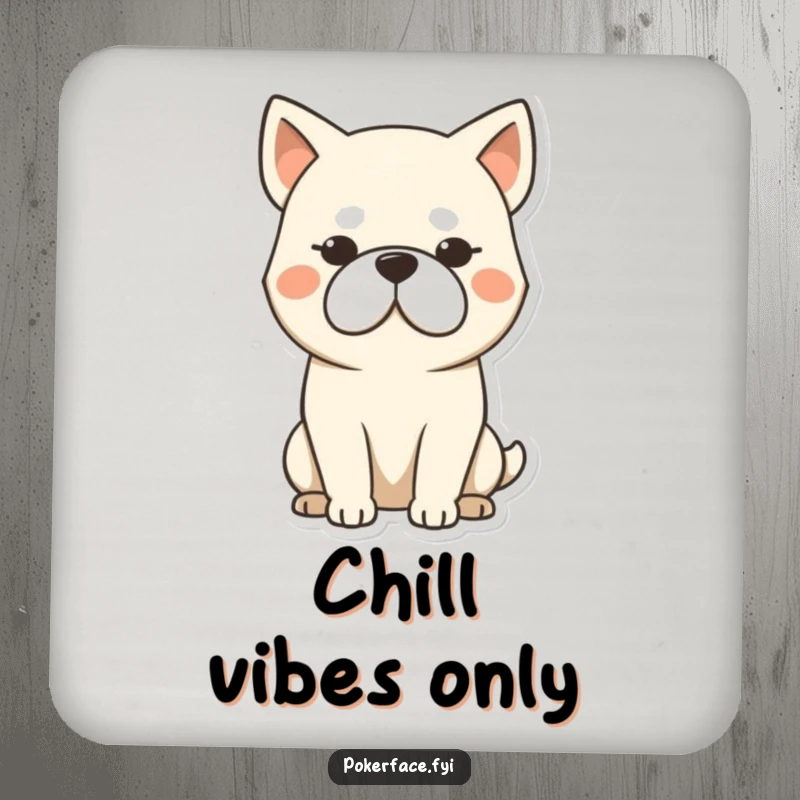 Funny dog coasters featuring a stoic dog character with a blank, unmoving expression, adding humorous protection to any surface.