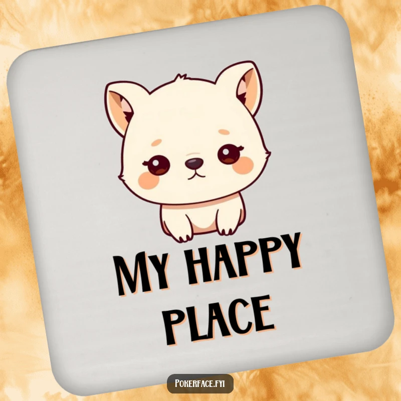 Funny drink coasters with a small animal character's blank, unblinking stare, bringing humorous, protective charm to any surface.