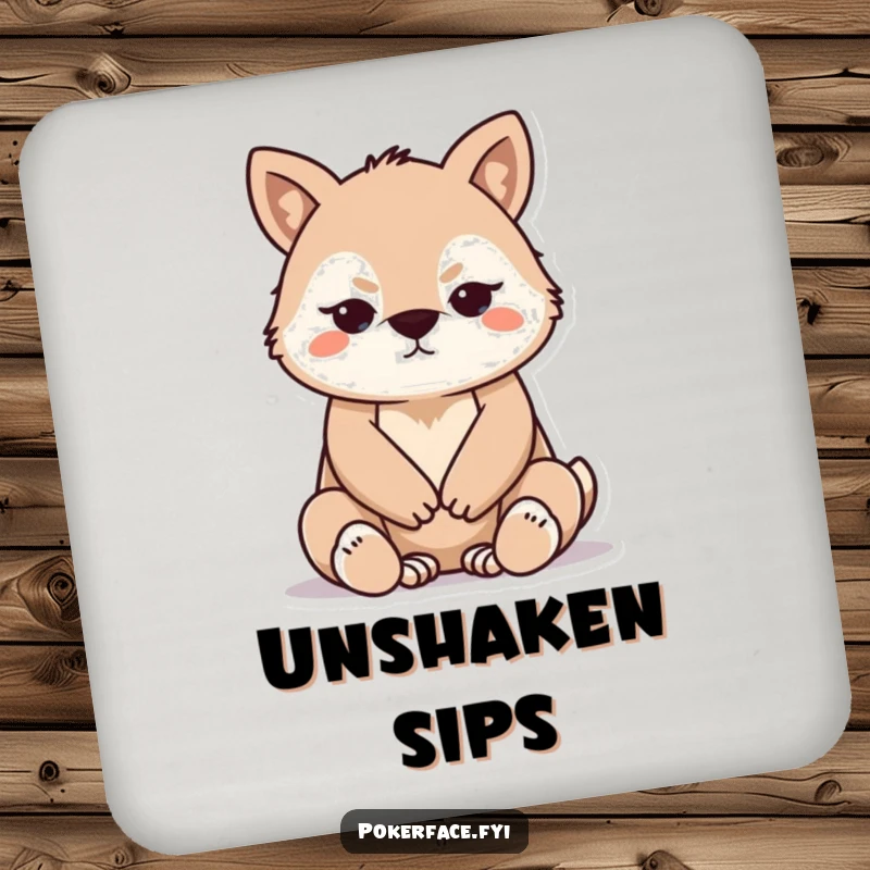 Funny Drink Coaster set featuring a stoic animal with folded paws, representing perfect composure, for elegant protection.