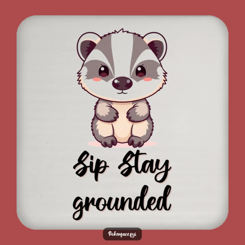 Funny Neutral Badger Coasters - Protect Surfaces with Calmness