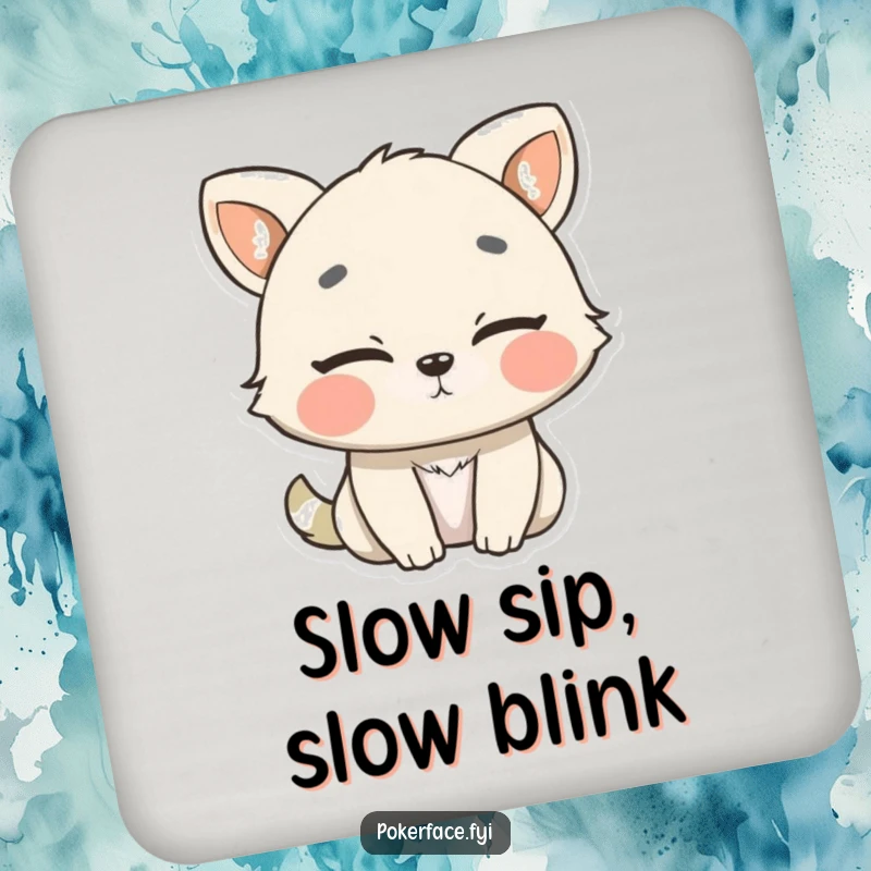Funny Drink Coaster set featuring an animal blinking slowly, indicating no surprise, for subtle and cool protection.