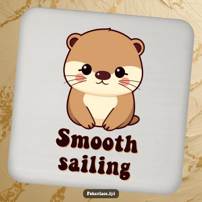 Funny Otter Drink Coaster set featuring an impassive character with a uniformly even face, protecting surfaces with subtle humor.