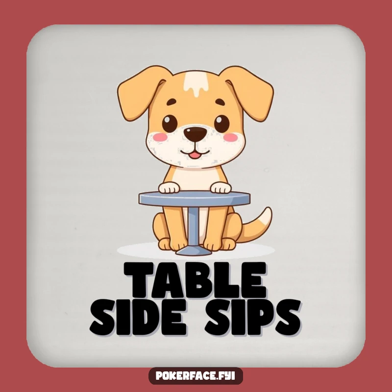 Funny Blank Dog Coaster: Sitting at Table - Protect Surfaces Funny Gift!