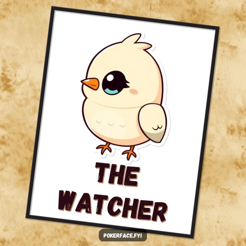 Funny Bird Poster featuring a bird with a single, unblinking eye, radiating hilarious focus and an observant demeanor, perfect for wall art.