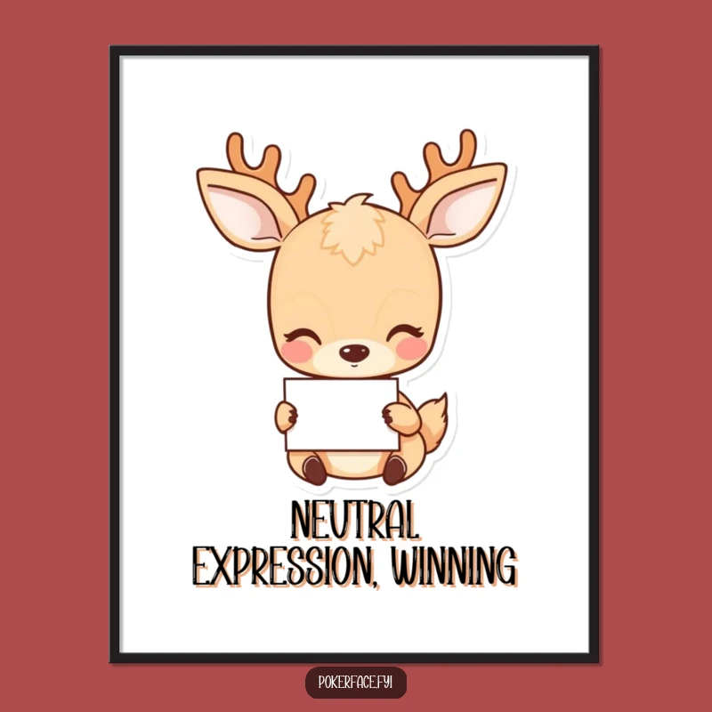 Funny Deer Card Poster: Neutral Gaze Art - A Subtle Funny Gift Decor