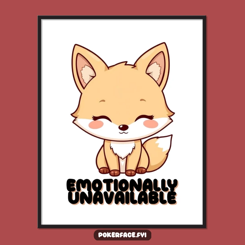 Funny Fox Poster: Neutral Character Art, Mild Expression, Quirky Wall Decor Funny Gift