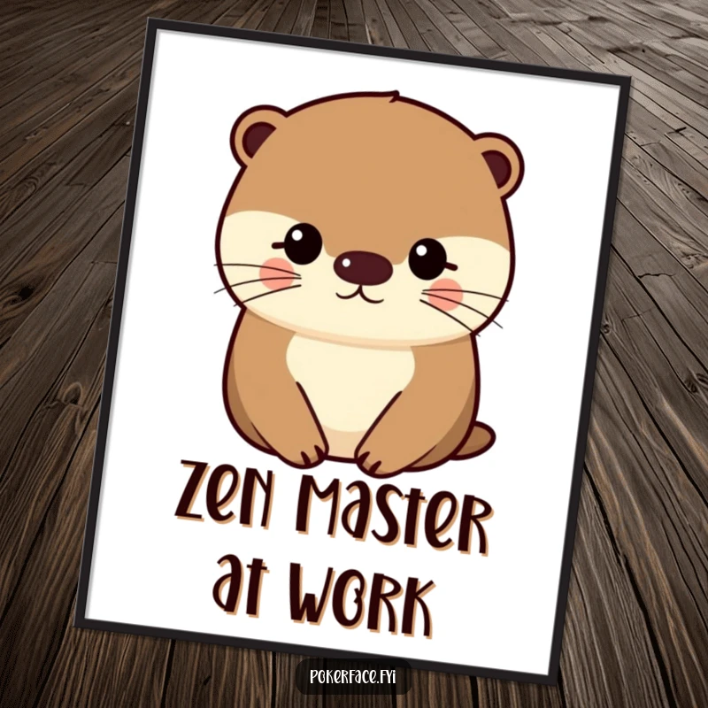 Funny Otter Poster showcasing an impassive character with a uniformly even face, perfect for minimalist and humorous wall art.
