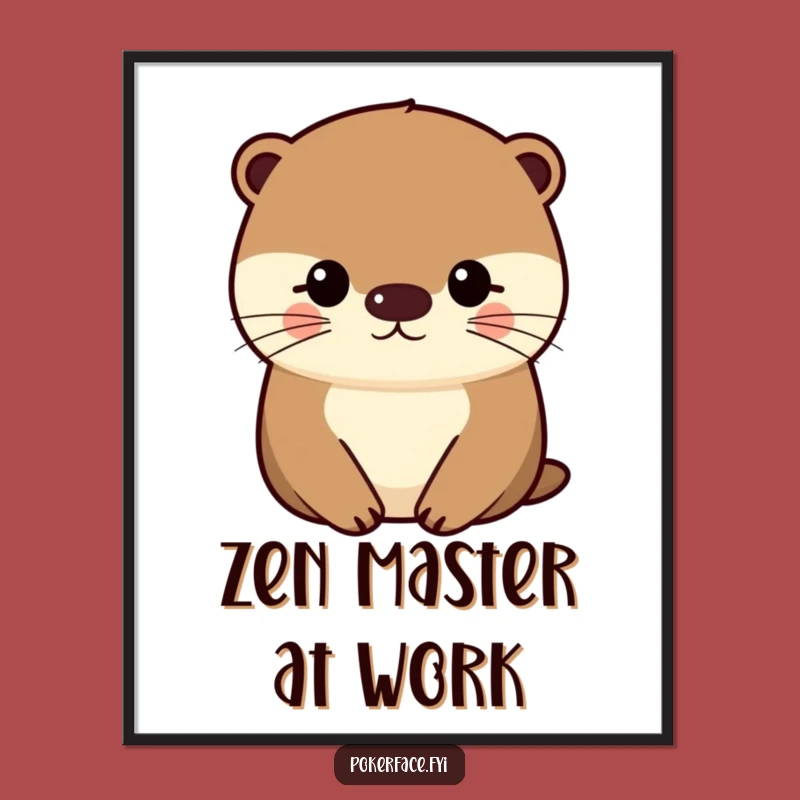 Funny Otter Poster: Impassive Character Art, Even Face, Quirky Wall Decor Funny Gift