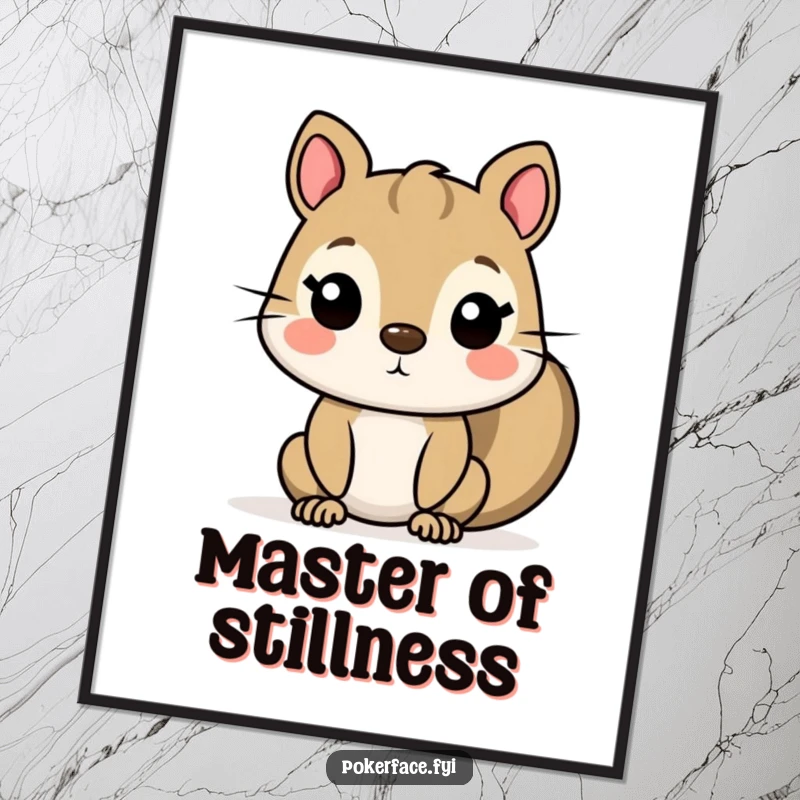 Funny Squirrel Poster featuring a character with a completely flat, unexpressive face, presented as amusing wall art for a humorous decorative touch.