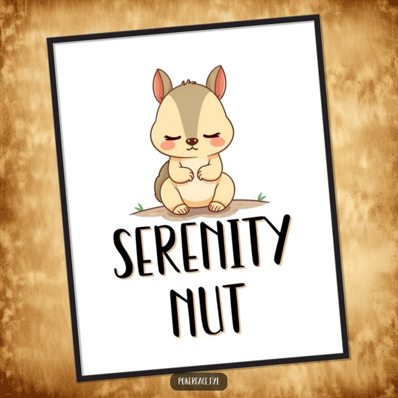 Funny Squirrel Poster featuring an unnervingly calm squirrel, exuding a hilarious sense of peace and stillness, perfect for adding quirky art to walls.