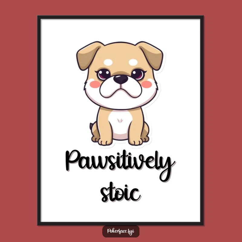 Funny Stoic Dog Poster, Hilarious Neutral Face Canine Wall Art