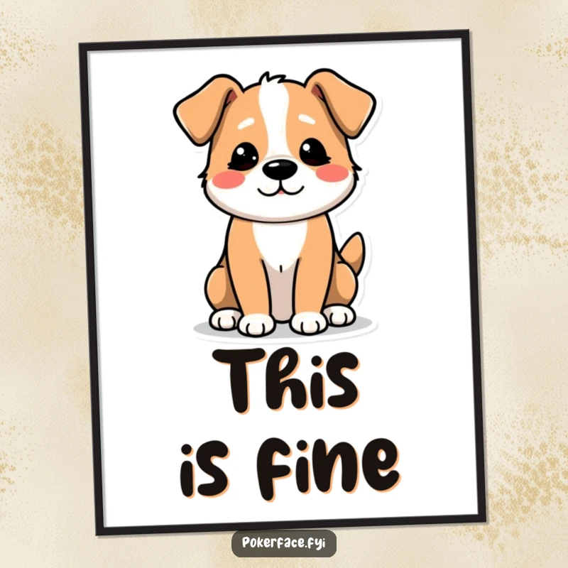 Funny Poster: A Dog Character with an Unexcited Tail Wag, Showing a Lack of Enthusiasm.