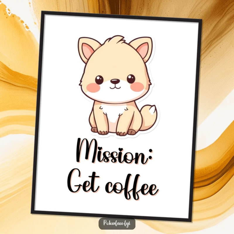 Funny focused animal poster featuring a pet with an intensely focused, unreadable expression, adding humor to decor.