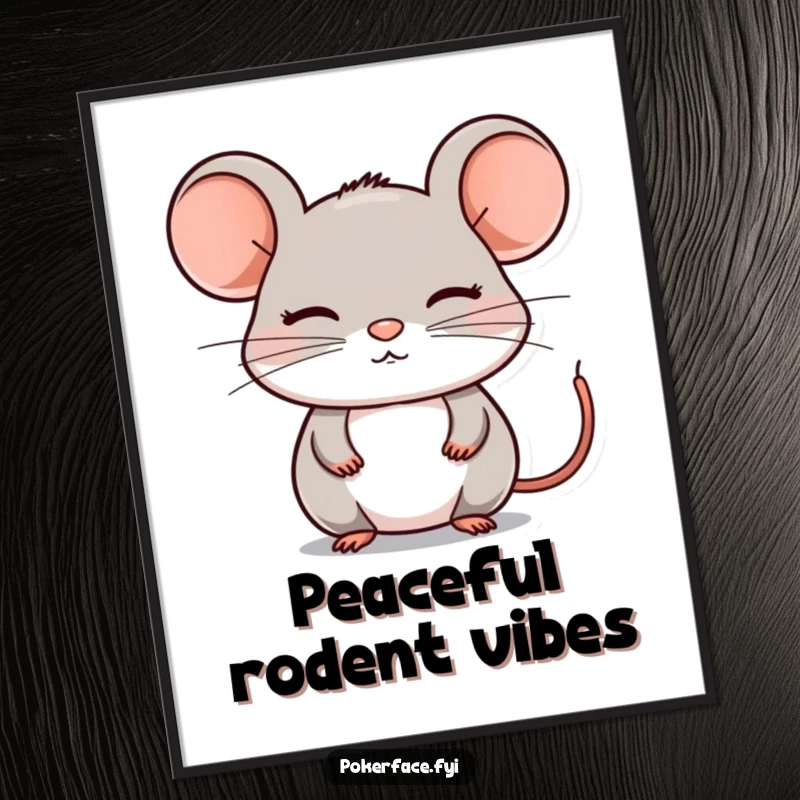 Funny Poster: A composed mouse rendered with a perfectly still, emotionless face, adding a touch of quiet humor to decor.