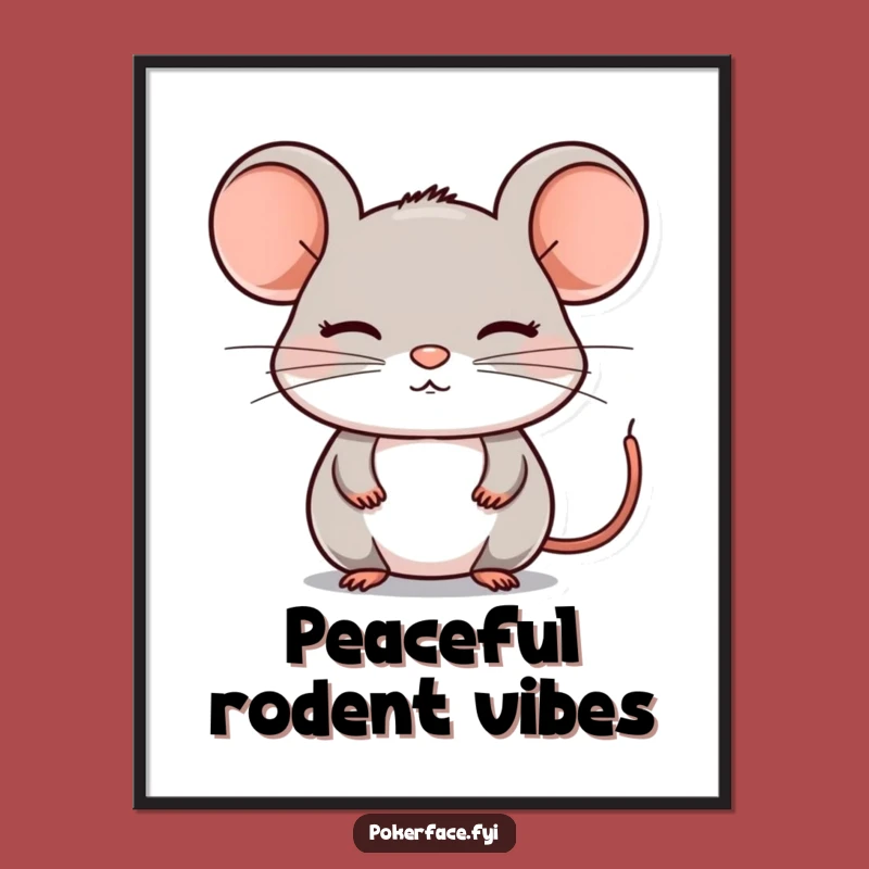 Funny Composed Mouse Poster - Still Character Art, Unique Funny Gift for Minimalist Decor