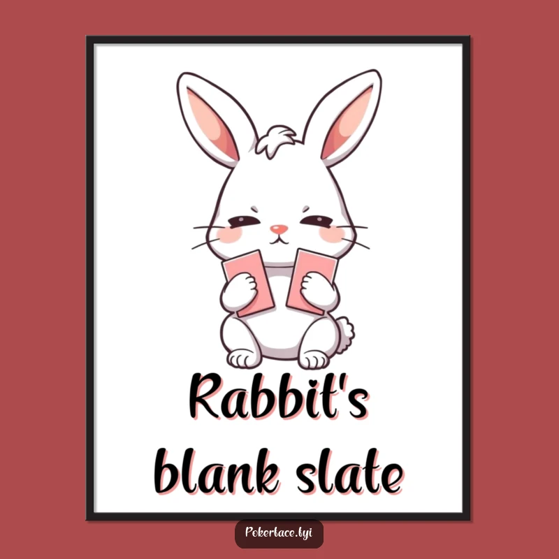 Funny Poker Face Rabbit Poster: Art of an Emotionless Card Player