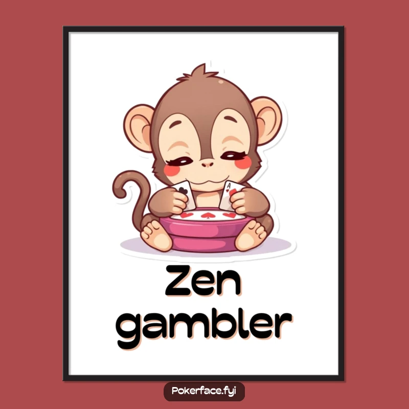 Funny Kawaii Monkey Poster - Serene Observer Art for Game Rooms