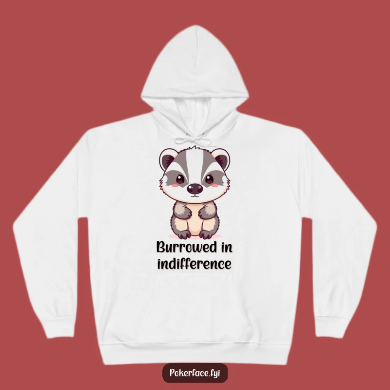 Funny Neutral Badger Hoodie - Cozy Up in Unemotional Comfort