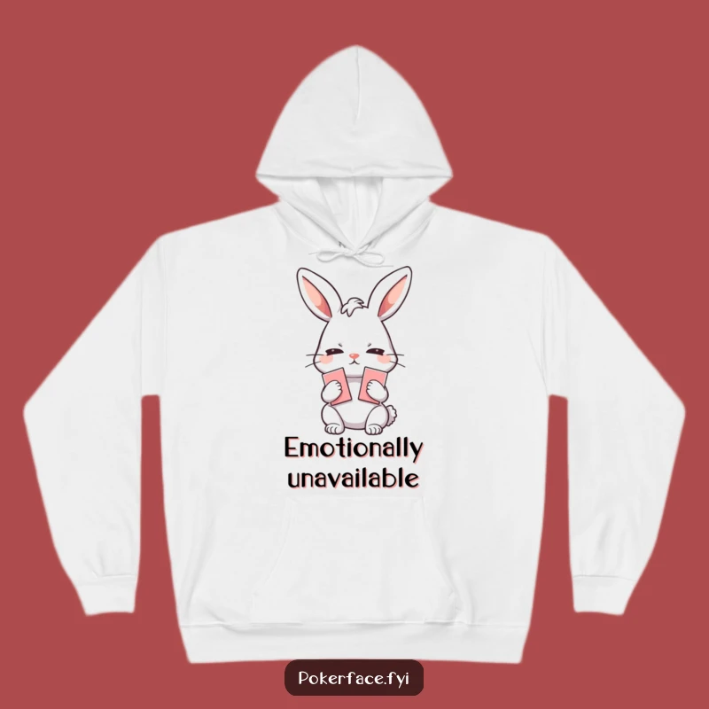 Funny Poker Face Rabbit Hoodie: Stay Cozy with an Emotionless Card Player