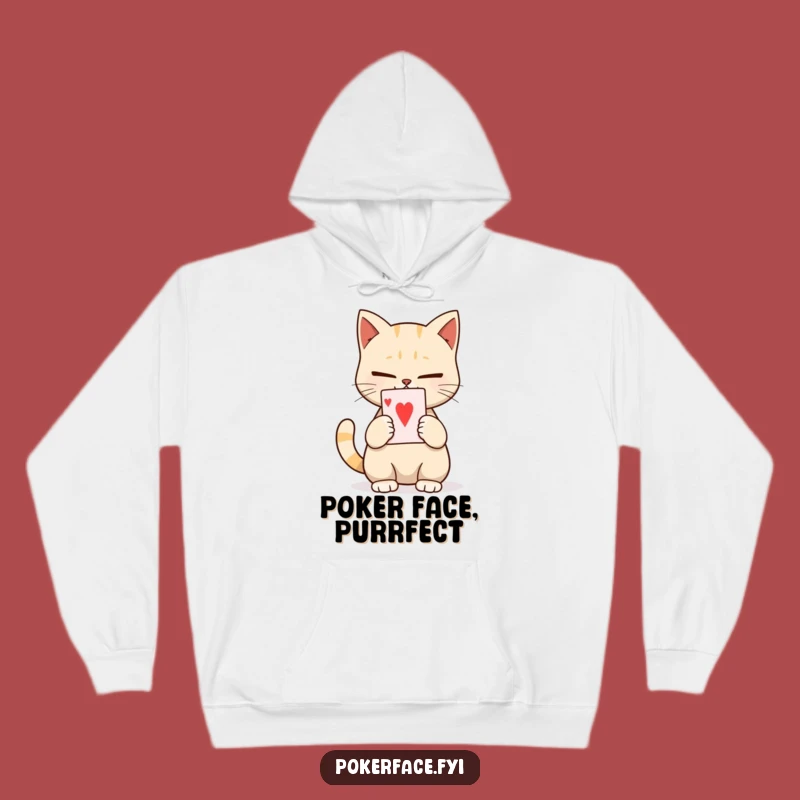 Funny Calm Cat Card Hoodie: Cozy Unexpressive Feline - Comfort Gift!