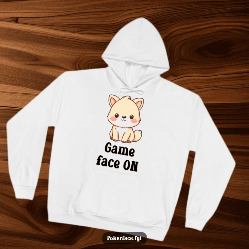 Funny focused animal hoodie featuring a pet with an intense, blank stare, offering warmth and humorous dedication.
