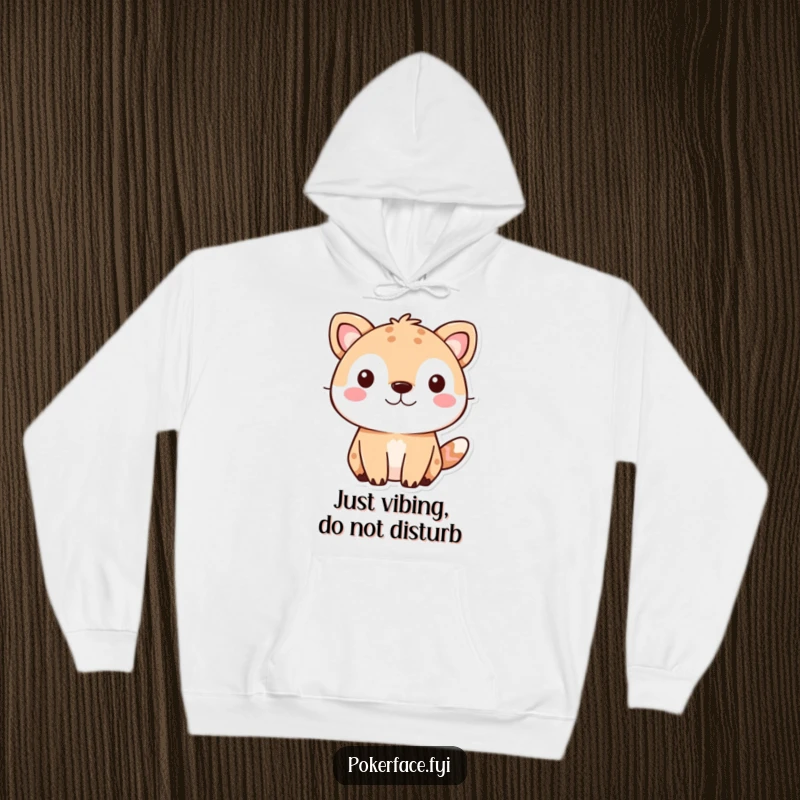 Funny cute animal hoodie featuring a pet with a blank, unreadable expression, exuding chill and quiet amusement.
