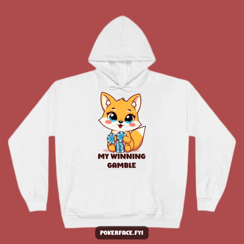 Funny Fox Poker Hoodie: Unwavering Eyes & Chips - Cozy Funny Gift!