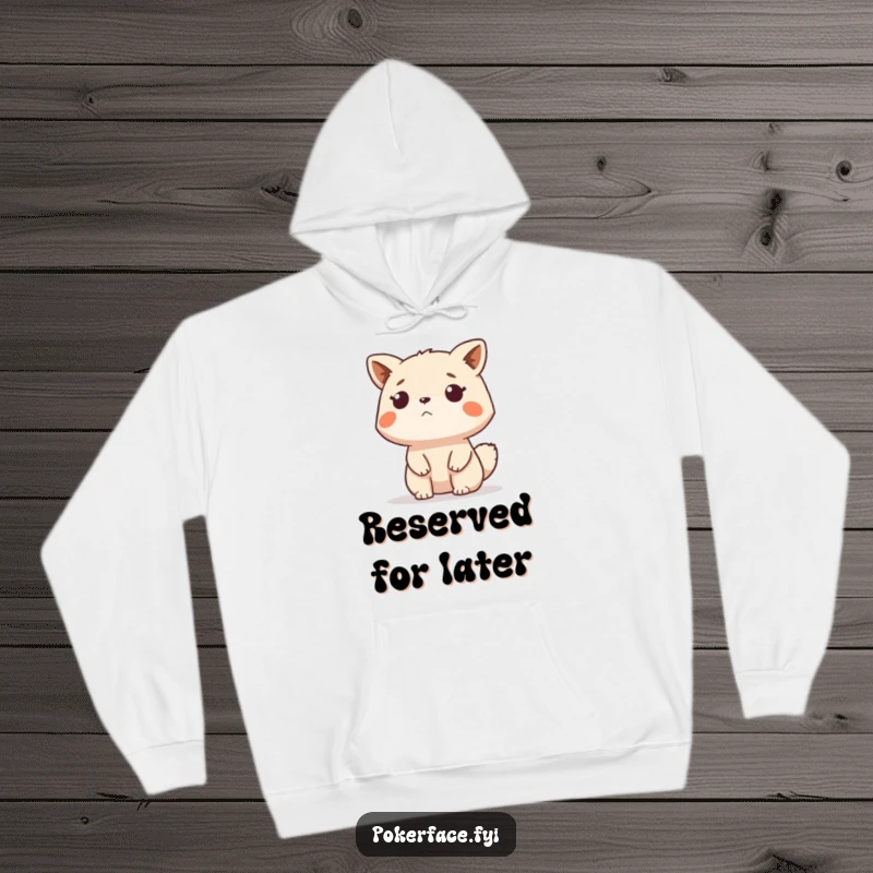 Funny Hoodie with a stoic animal character calmly observing everything with a perfectly impassive face, a warm funny gift.
