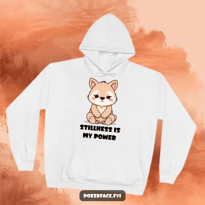 Funny Hoodie featuring a stoic animal with folded paws, exuding a sense of perfect composure, cozy and cool.