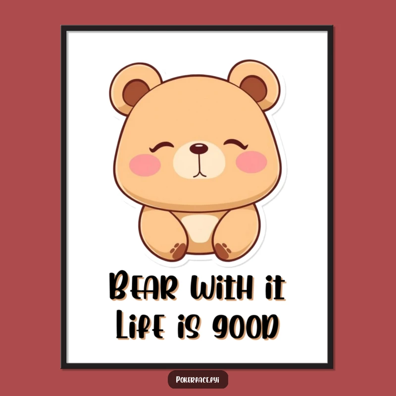 Funny Free Printable Wall Art: Zen Bear's Perfectly Still Expression for Your Decor